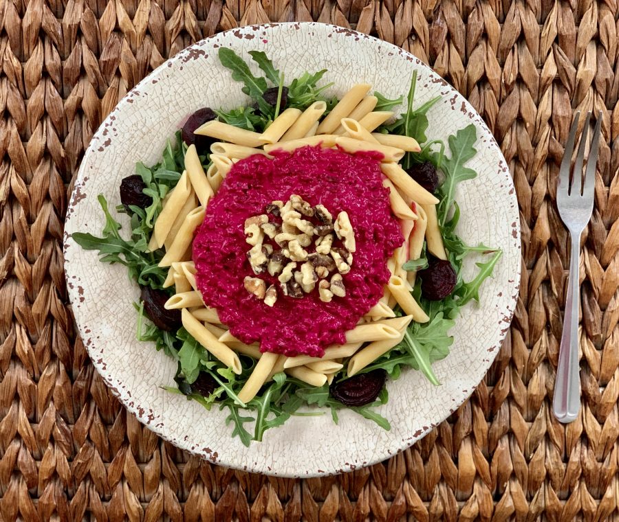 penne-beet-goat-cheese-sauce